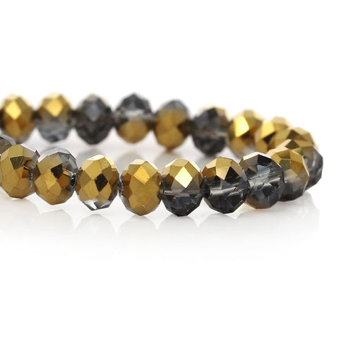 Sexy Sparkles 1 Strand Round Faceted Crystal Glass Loose Beads 6mm (2/8") (Gray Light and Golden)