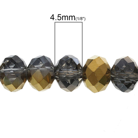 Sexy Sparkles 1 Strand Round Faceted Crystal Glass Loose Beads 6mm (2/8") (Gray Light and Golden)