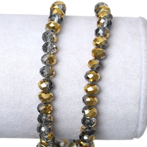 Sexy Sparkles 1 Strand Round Faceted Crystal Glass Loose Beads 6mm (2/8") (Gray Light and Golden)