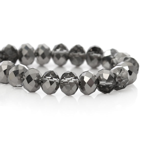 Sexy Sparkles 1 Strand Round Faceted Crystal Glass Loose Beads 6mm (2/8") (Gray and Silver)