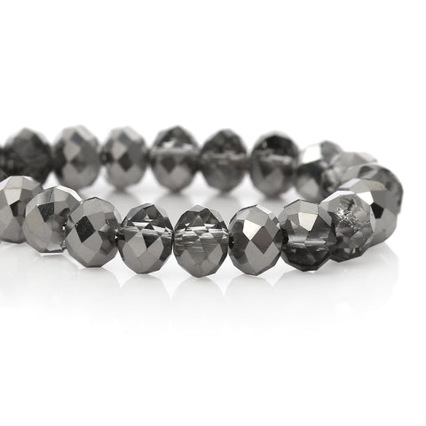 Sexy Sparkles 1 Strand Round Faceted Crystal Glass Loose Beads 6mm (2/8") (Gray and Silver)
