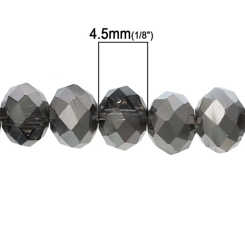 Sexy Sparkles 1 Strand Round Faceted Crystal Glass Loose Beads 6mm (2/8") (Gray and Silver)