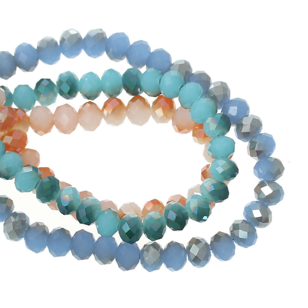 Strand Round Crystal Glass AB Faceted Assorted Colors Loose Beads 6mm - Sexy Sparkles Fashion Jewelry - 1