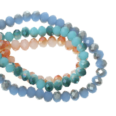 Strand Round Crystal Glass AB Faceted Assorted Colors Loose Beads 6mm - Sexy Sparkles Fashion Jewelry - 1