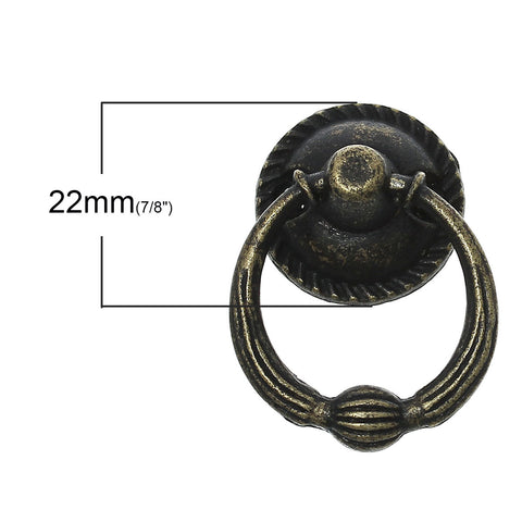 2 Pcs Jewelry Cabinet Cupboard Box Round Pull Handle Knots Bronze Tone 22mm - Sexy Sparkles Fashion Jewelry - 2