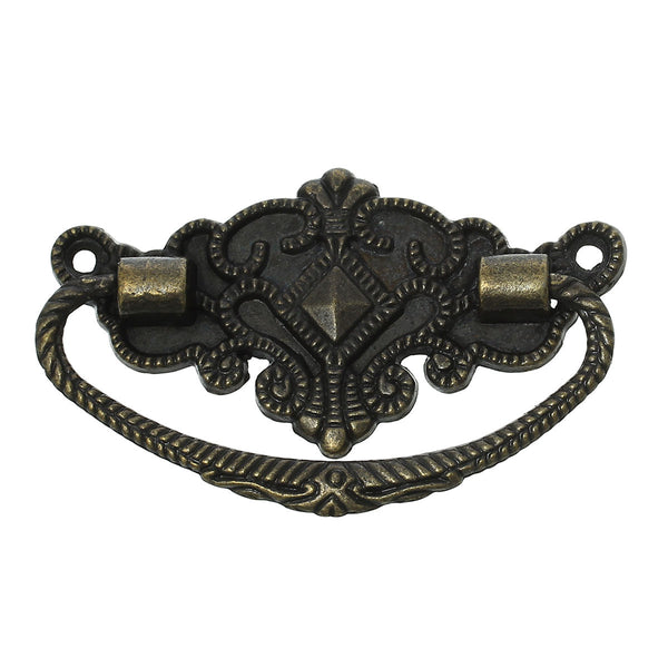 2 Pcs Jewelry Cabinet Cupboard Box Pull Handle Knots Antique Bronze Tone 72mm - Sexy Sparkles Fashion Jewelry - 1
