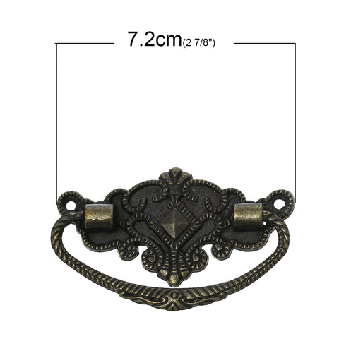 2 Pcs Jewelry Cabinet Cupboard Box Pull Handle Knots Antique Bronze Tone 72mm - Sexy Sparkles Fashion Jewelry - 2