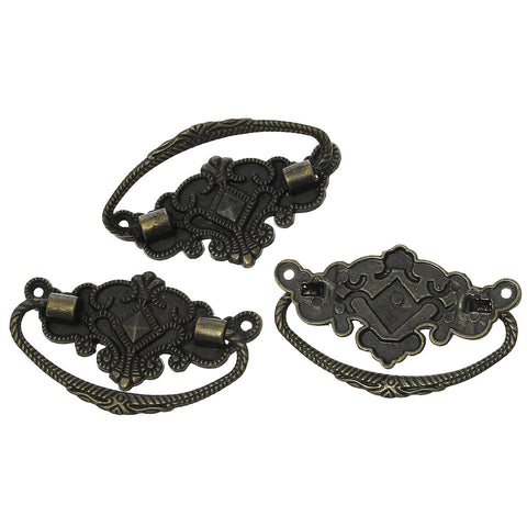 2 Pcs Jewelry Cabinet Cupboard Box Pull Handle Knots Antique Bronze Tone 72mm - Sexy Sparkles Fashion Jewelry - 3
