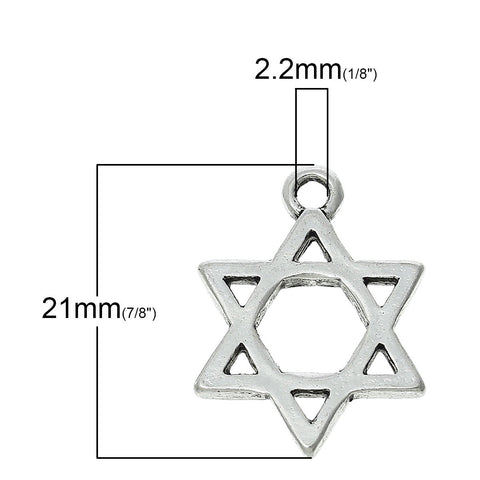 Clip on Star of David Charm Pendant for European Jewelry w/ Lobster Clasp