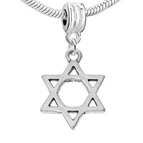 Star of David Charm Bead Dangle For Snake Chain Charm Bracelet