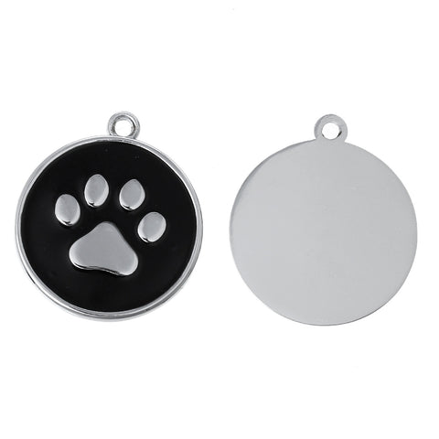 Black Dog Paw Print Charm Pendant for Necklace - Sexy Sparkles Fashion Jewelry