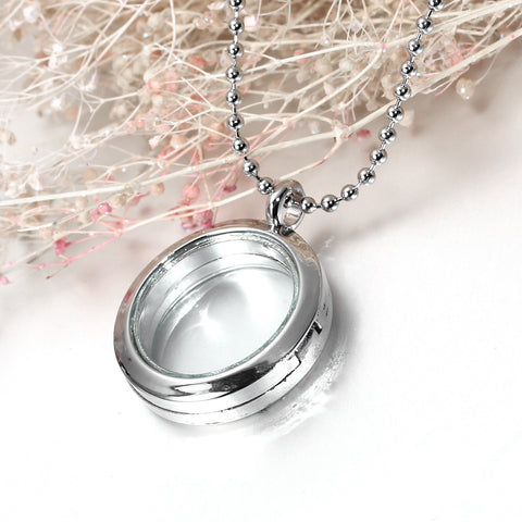 Round Locket Crystal Necklace Base and Floating Family Charms (Locket)