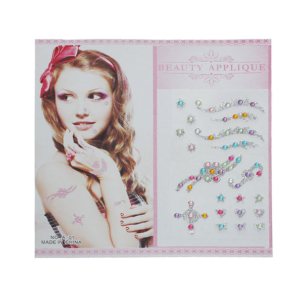 Sexy Sparkles Glitter Shimmer Temporary Tattoo Sticker Body Art Flowers, Starts, Hearts with Rhinestones 1 Sheet (Green Orange Flower)