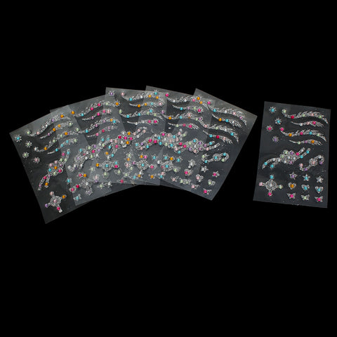 Sexy Sparkles Glitter Shimmer Temporary Tattoo Sticker Body Art Flowers, Starts, Hearts with Rhinestones 1 Sheet (Green Orange Flower)
