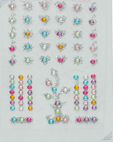Sexy Sparkles Glitter Shimmer Temporary Tattoo Sticker Body Art Flowers, Starts, Hearts with Rhinestones 1 Sheet (Pink Blue Hearts)