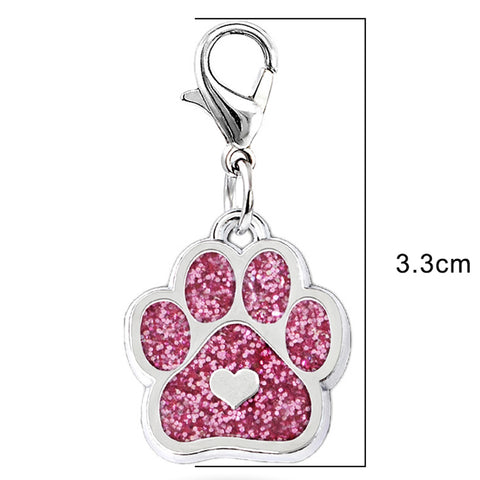 Sexy Sparkles Dog Paw Id Tag for Small Medium Large Dogs and Cats Clips on
