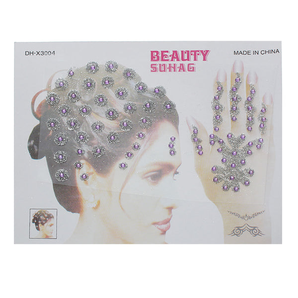 Sexy Sparkles Glitter Shimmer Temporary Tattoo Sticker Body Art Circle with Rhinestones 1 Sheet (Red)