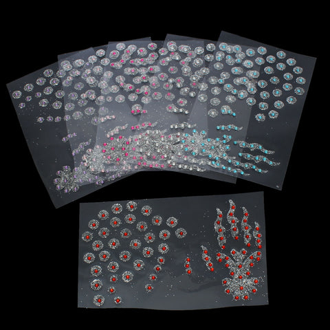 Sexy Sparkles Glitter Shimmer Temporary Tattoo Sticker Body Art Circle with Rhinestones 1 Sheet (Red)
