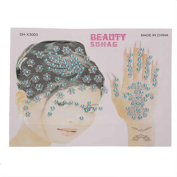 Sexy Sparkles Glitter Shimmer Temporary Tattoo Sticker Body Art Flower with Rhinestones Design 1 Sheet (Light Pink)