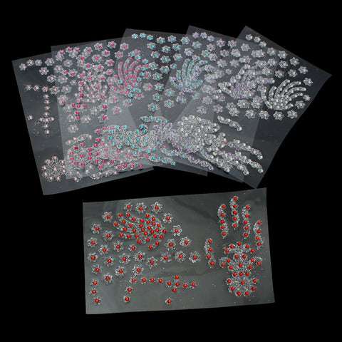 Sexy Sparkles Glitter Shimmer Temporary Tattoo Sticker Body Art Flower with Rhinestones Design 1 Sheet (Clear)