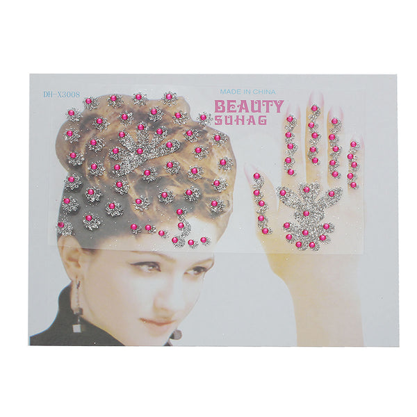 Sexy Sparkles Glitter Temporary Tattoo Sticker Body Art Flowers with Rhinestones 1 Sheet (Purple)