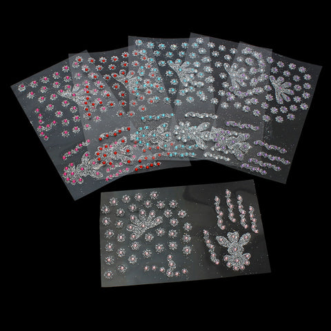 Sexy Sparkles Glitter Temporary Tattoo Sticker Body Art Flowers with Rhinestones 1 Sheet (Blue)