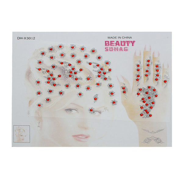 Sexy Sparkles Glitter Shimmer Temporary Tattoo Sticker Body Art Flower with Rhinestones Pattern 1 Sheet (Clear)