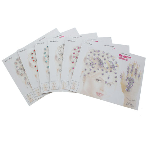 Sexy Sparkles Glitter Shimmer Temporary Tattoo Sticker Body Art Flower with Rhinestones Pattern 1 Sheet (Blue)