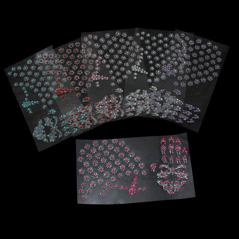 Sexy Sparkles Glitter Shimmer Temporary Tattoo Sticker Body Art Little Flower with Rhinestones Pattern 1 Sheet (Light Pink)