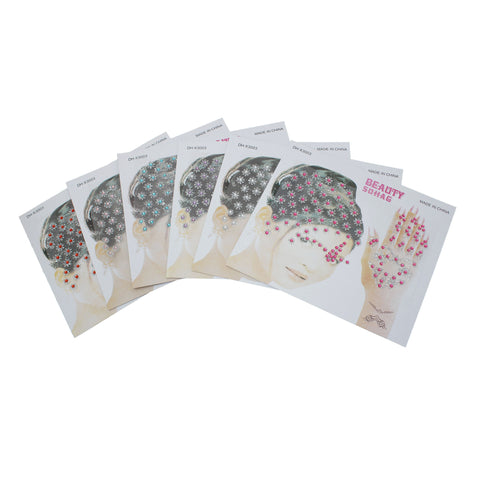 Sexy Sparkles Glitter Shimmer Temporary Tattoo Sticker Body Art Little Flower with Rhinestones Pattern 1 Sheet (Purple)