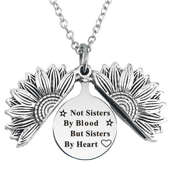 Not Sisters by Blood But Sisters by Heart Stainless Steel & Alloy Opens Sunflower Necklace…