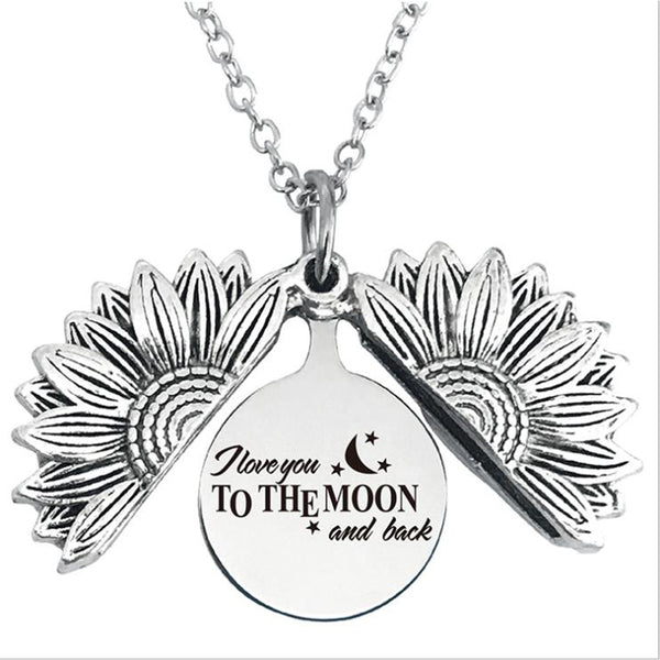 I Love You to The Moon Stainless Steel & Alloy Opens Sunflower Necklace