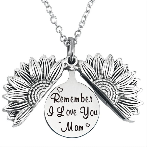 Remember i Love You mom Stainless Steel & Alloy Opens Sunflower Necklace…