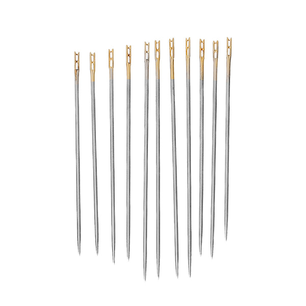 12 Pcs Self Threading Sewing Needles Two Holes .8mm,36mm,38mm,42mm - Sexy Sparkles Fashion Jewelry - 1