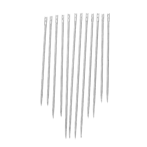 12 Pcs Self Threading Sewing Needles Two Holes .8mm,36mm,42mm,50mm