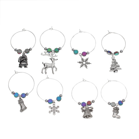 Sexy Sparkles Wine Glass Charms Markers Theme Sets for Glasses Table Decorations (Christmas)