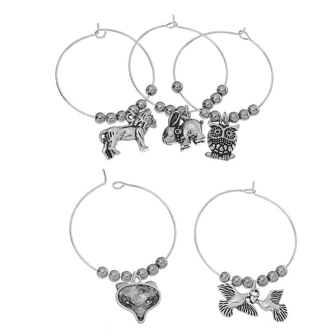 Wine Glass Charms Markers Theme Sets for Glasses Table Decorations (Animals)