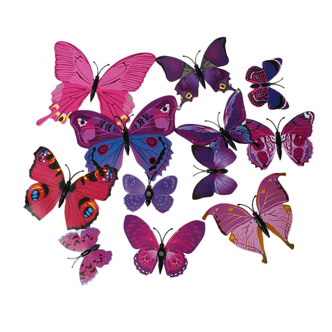 Sexy Sparkles 10 Pcs 3D Plastic Butterfly Fridge Magnet Assorted Colors and Patterns