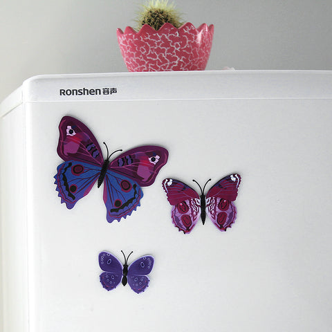 Sexy Sparkles 10 Pcs 3D Plastic Butterfly Fridge Magnet Assorted Colors and Patterns