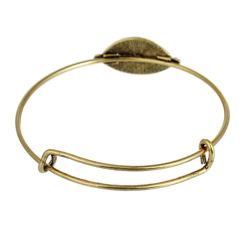 Expandable Charm Bangle Bracelet, Double Bar, Eye Gold Tone Blue Resin - Sexy Sparkles Fashion Jewelry - 3