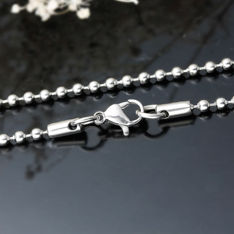 304 Stainless Steel Chain Jewelry Necklace Silver Tone Ball Chains with Lobster Claw Clasp 2.3mm Dia - Sexy Sparkles Fashion Jewelry - 3