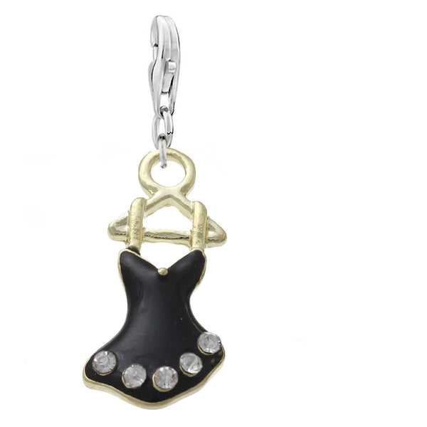 Sexy Sparkles Black Ballarina Ballet Dress Clip on Jewelry lobster claw clasp charm for link chain bracelets