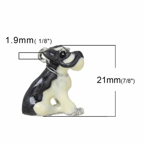 Black and white Dog Pendant Charm Bead for Bracelet or Necklace - Sexy Sparkles Fashion Jewelry