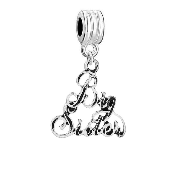 Big Sister Charm Dangle European Bead Compatible with Snake Chain Charm Bracelets