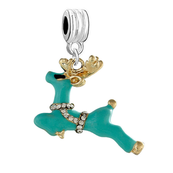Christmas Reindeer Charm Dangle European Bead Compatible with Snake Chain Charm Bracelets - Sexy Sparkles Fashion Jewelry