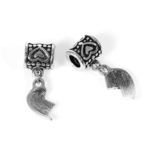 Set of 2 Pcs " Heart w/ Aunt & Niece " Dangle Charms Bead for Snake Chain Charm Bracelet â€¦ - Sexy Sparkles Fashion Jewelry - 3
