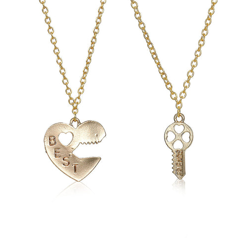 Sexy Sparkles 2pcs Broken Heart Lock & Key inch  BEST FRIENDS inch  Pendants Necklace