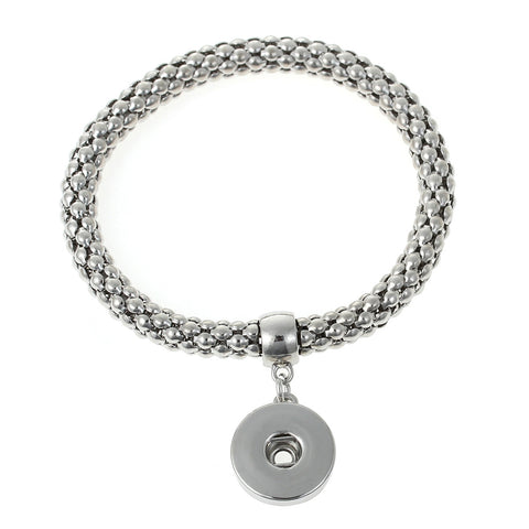 Popcorn Chain Elastic Bracelet Snap Chunk Button Bracelet Fits Snap Chunk Buttons 22cm - Sexy Sparkles Fashion Jewelry - 1