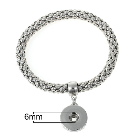 Popcorn Chain Elastic Bracelet Snap Chunk Button Bracelet Fits Snap Chunk Buttons 22cm - Sexy Sparkles Fashion Jewelry - 3