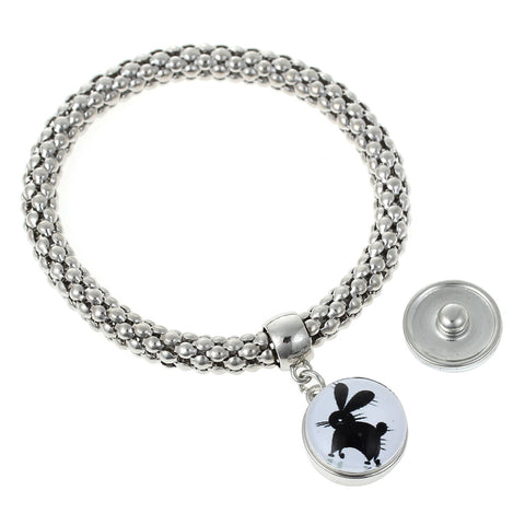 Popcorn Chain Elastic Bracelet Snap Chunk Button Bracelet Fits Snap Chunk Buttons 22cm - Sexy Sparkles Fashion Jewelry - 2